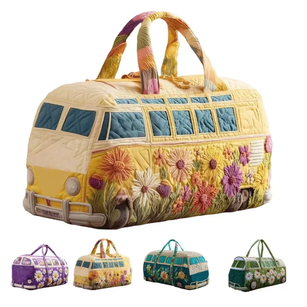 

Artistic Flowers Embroidered Duffle Multi functional storage Bag Quilted Large Capacity Travel Tote Bag street style for Women