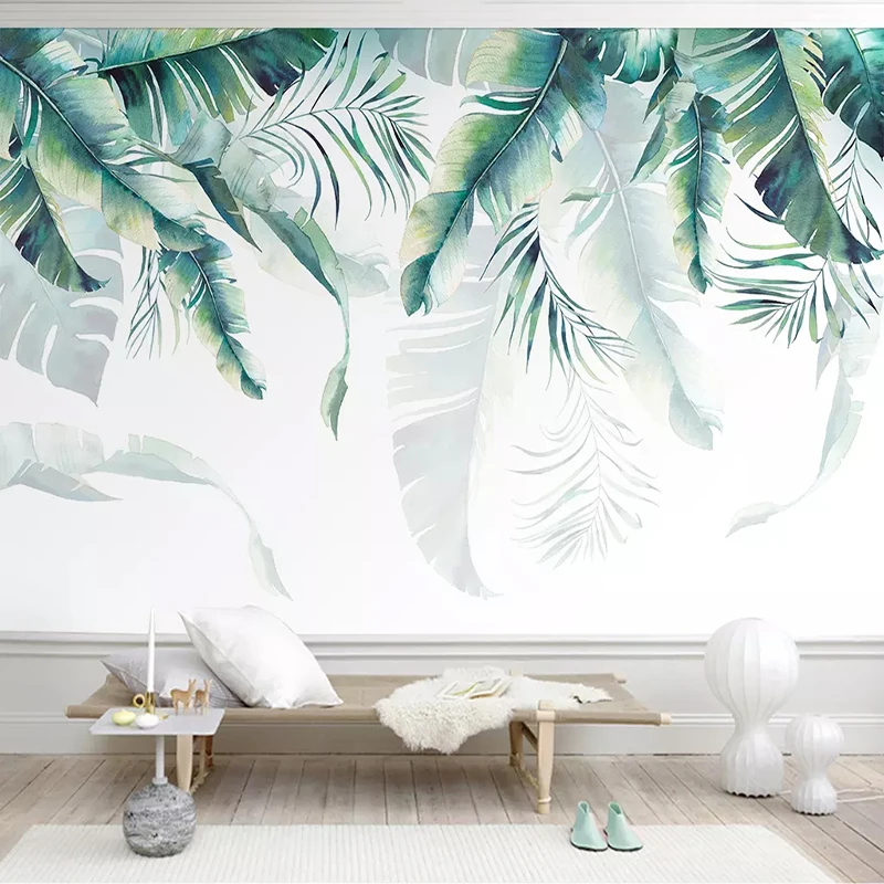 Custom Photo Mural Wallpaper Retro Tropical Rain Forest Palm Banana Leaves Wall Painting Bedroom Living Room Sofa 3D Wall paper