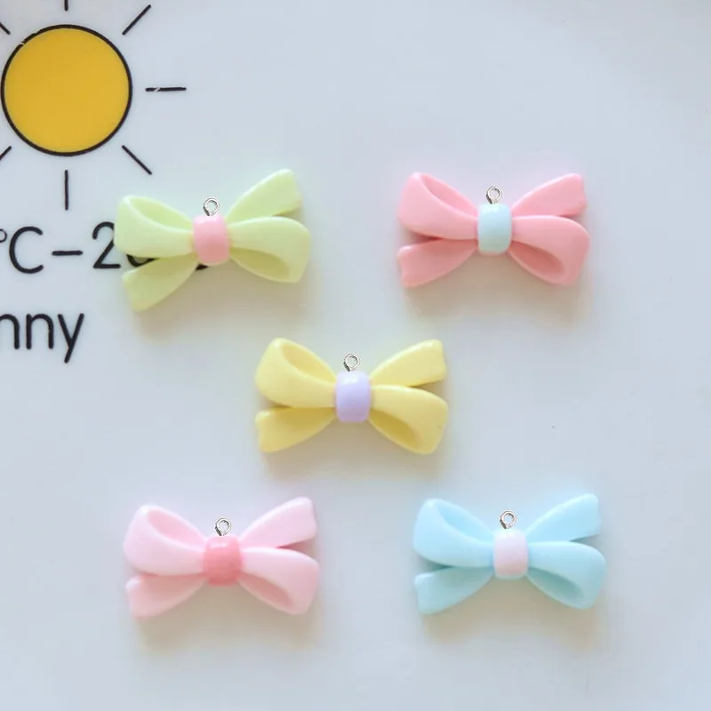 10Pcs Sweet Bowknot Resin Charms with Eye Pins DIY Jewelry Making Pendants Earrings Necklaces Keychain Crafts Making Materials