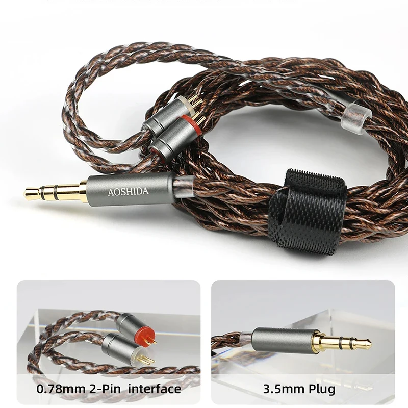 Aoshida E20 auriculares intrauditivos de alta fidelidad con cable controlador dinámico recubierto de berilio de 3,5mm auriculares con cable de 0,78 2 pines auriculares HiFi