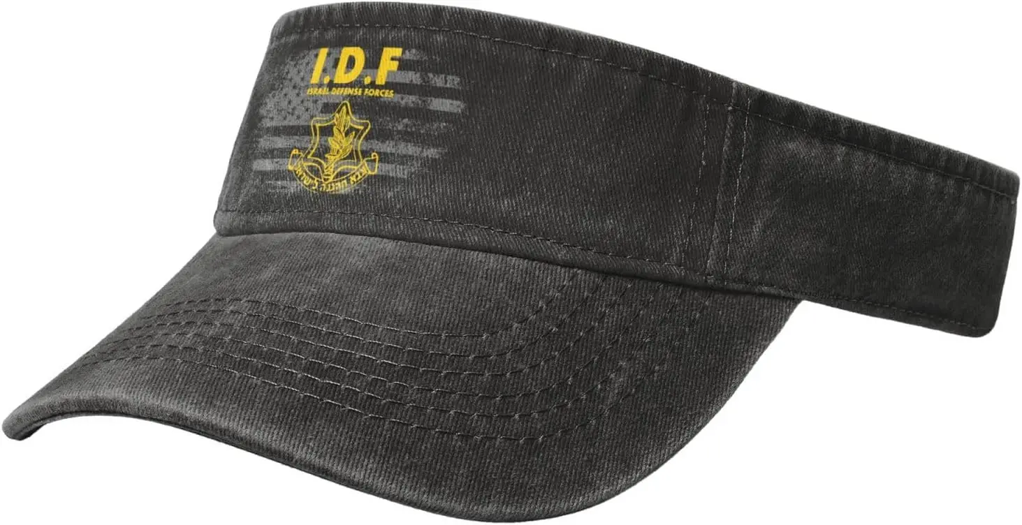 IDF Israel Defense Forces Sports Visor Hats Adjustable Pure Cotton Empty Top Cap Black