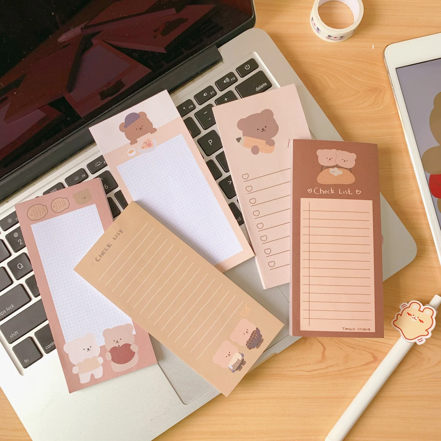 Imagem -05 - Coreano Biscoito Urso Decorativo Notepad Message Pad Memo Papelaria Material de Escritório Kawaii Bonito