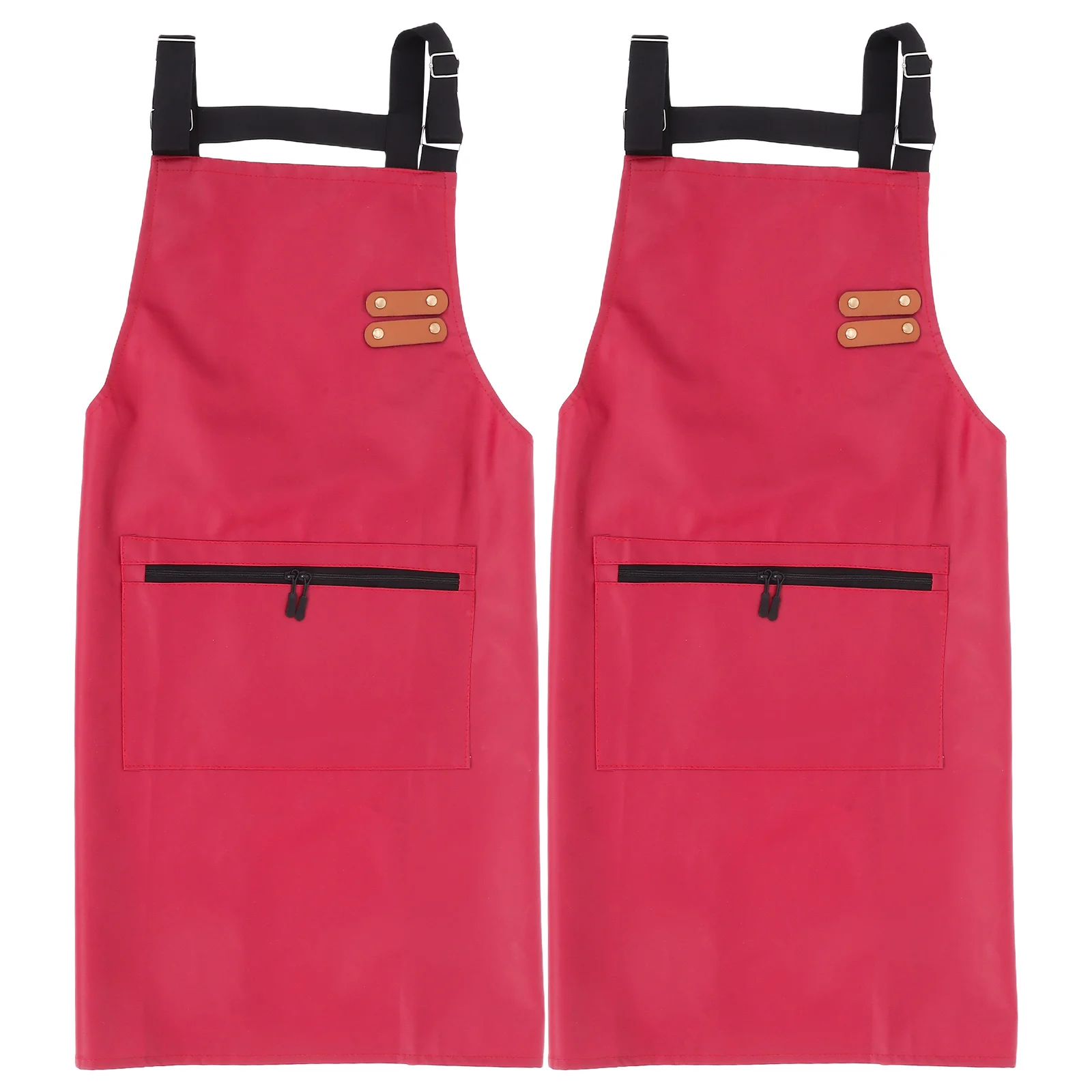 

2Pcs Adjustable PU Apron Set Waterproof Oilproof Kitchen Aprons Pockets Cooking Baking Chef Unisex Apron with Pockets