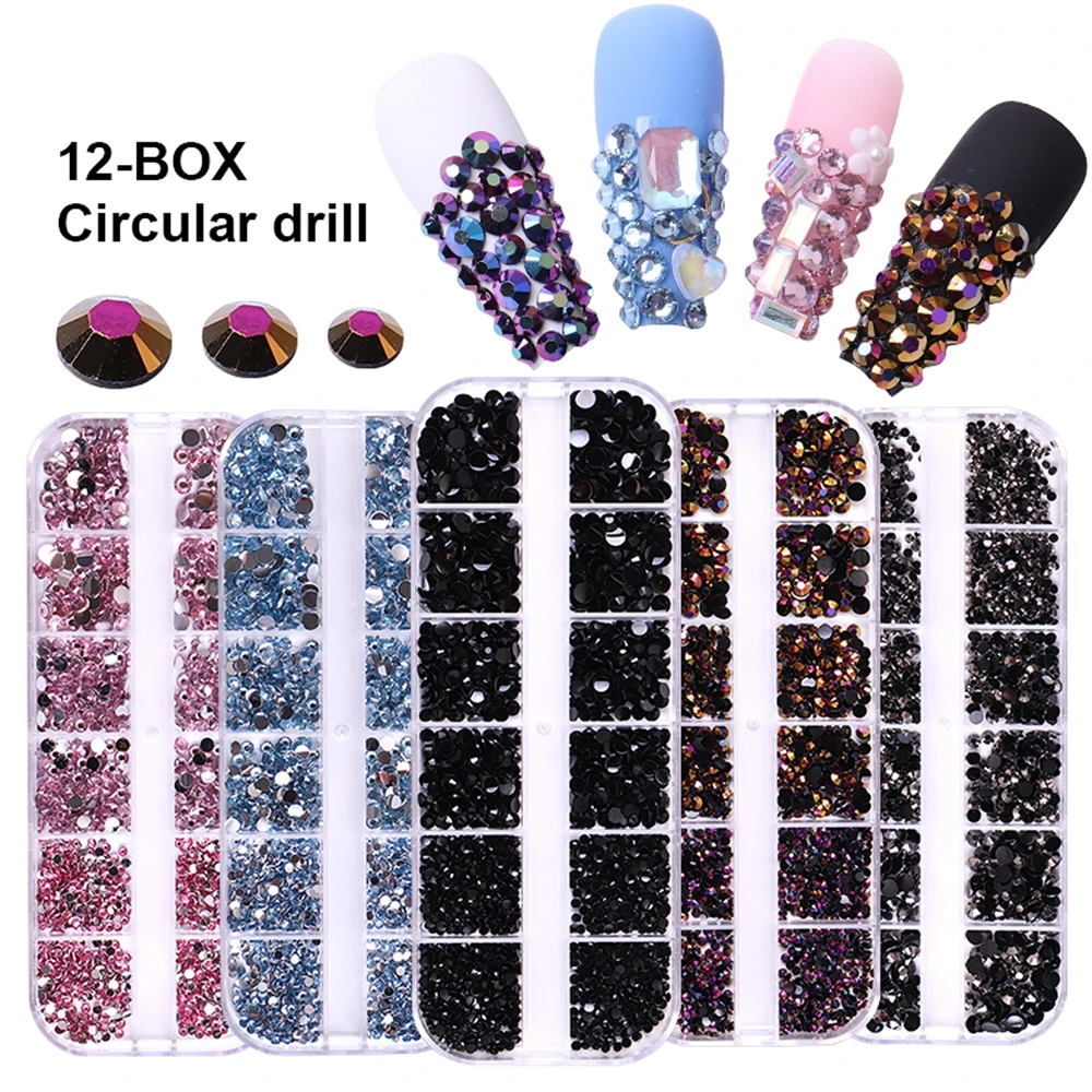 

1500Pcs AB Color Flatback Nail Art Rhinestones Round Crystal Clitter Diamond Nail Gems Jewelry Beads DIY 3D Nail Decorations