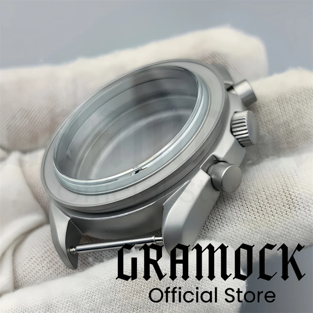 GRAMOCK 40 mm Vintage-Titan-Quarzuhrengehäuse, mehrfarbige Lünette, Mineralglas, passend für VK63 VK64 Uhrwerk, Herrenuhr-Zubehör