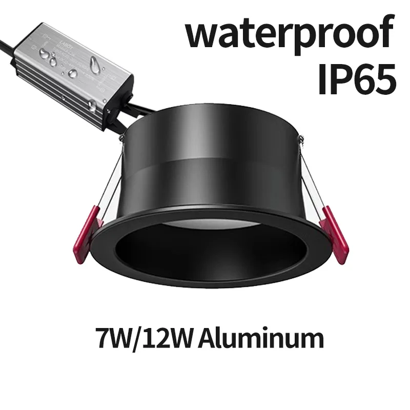 LED downlight waterproof, fog-proof and moisture-proof bathroom kitchen light embedded outdoor sign spotlight 7W 12W AC220V