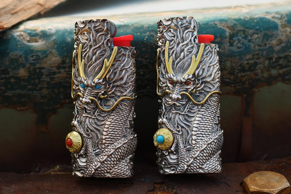 

New 1pc S925 Silver Lighter Case Cover Fits Bic J5 Lighter Retro Lighter Case Shell Sleeve Gift