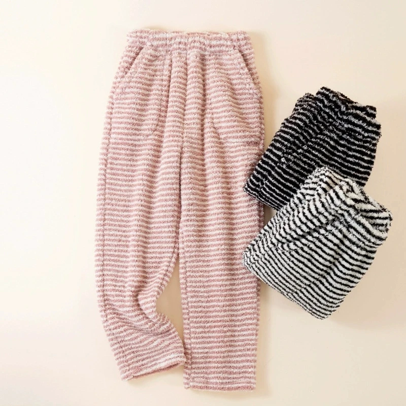 

Women's Pajama Pants For Home Wear Flannel Thicken Warm Winter Nightwear Striped Sleepwear Women Autumn New Pyjama Bottoms