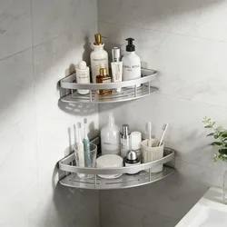 Estante de pared sin taladro rectangular esquina para baño