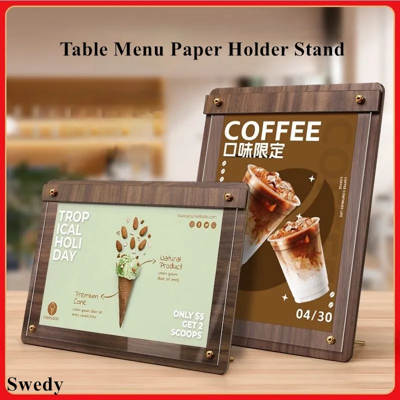 

3 PCS A5 148X210MM Wood Plastic Sign Holder Display Stand Menu Flyer Document Holder Price Label Picture Photo Poster Frames