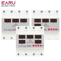 3 Faz 63A 100A 3 P + N Faz Seçici Ayarlanabilir Aşırı Düşük Gerilim Akım Koruyucu ATS Otomatik Transfer Anahtarı Monitör Rölesi