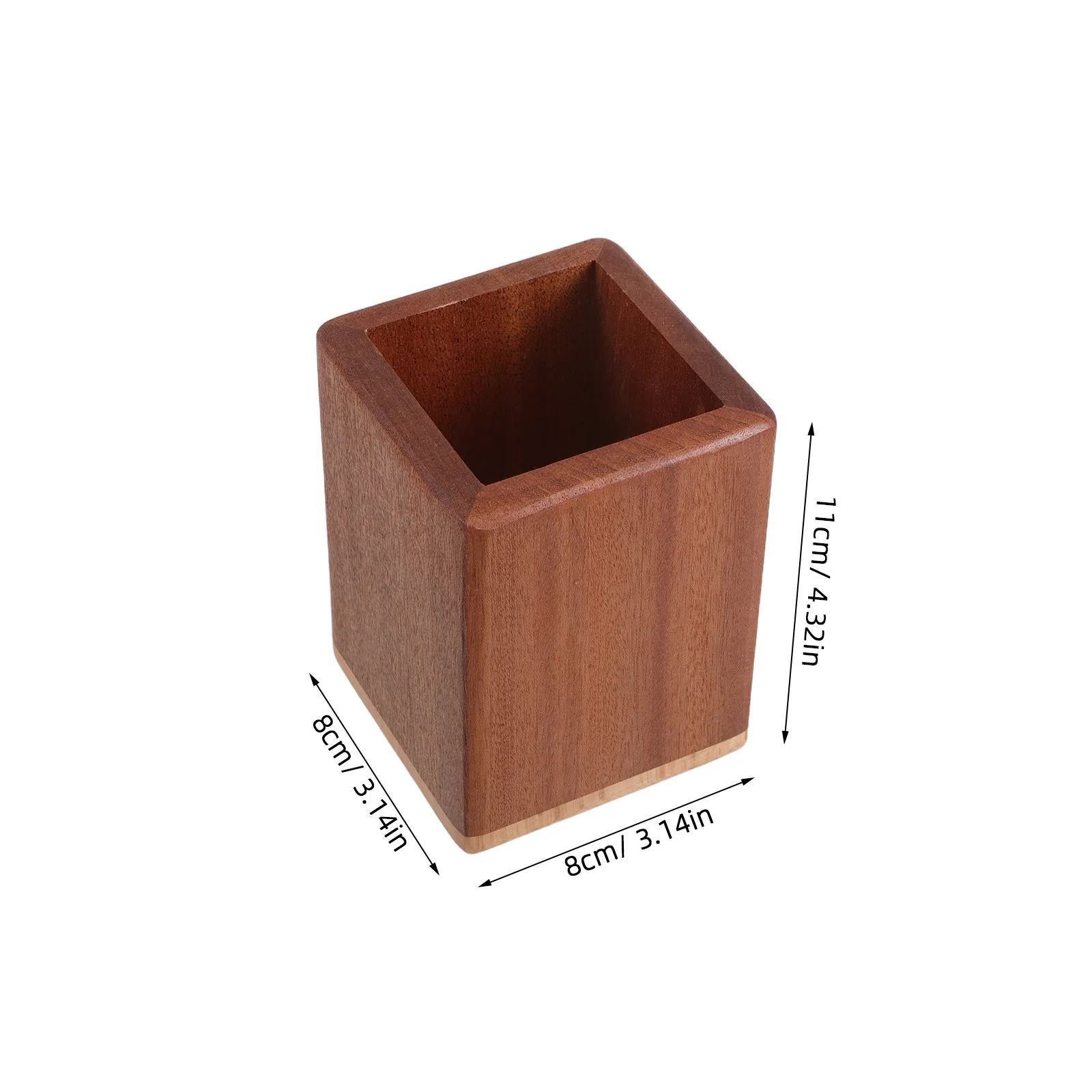 Wooden Makeup Brush Holder Organizer Square Cosmetics Cup Compact Desktop Storage Box Makeup Brushes Organizer Vanity Bathroom