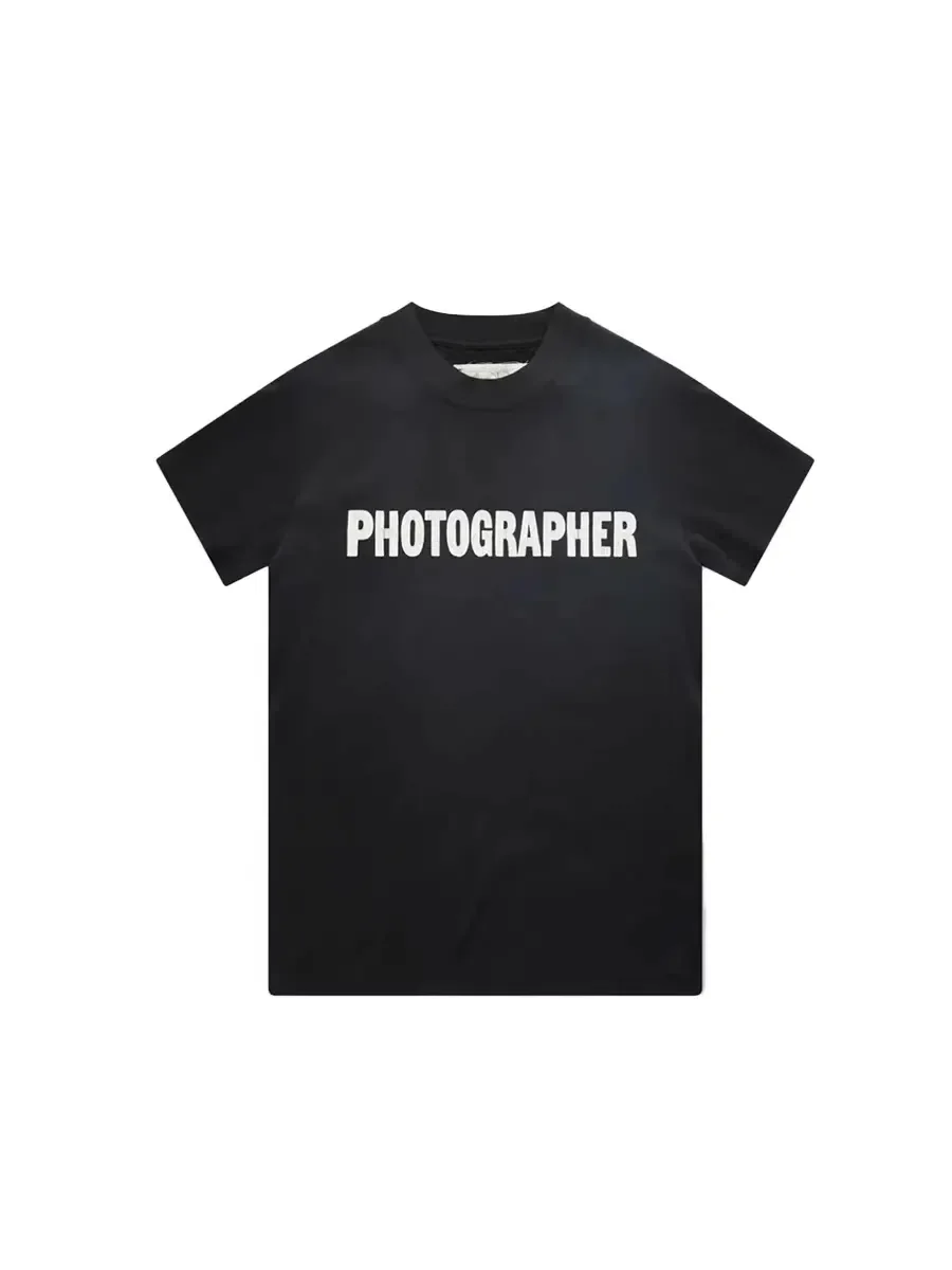 

ERL 25FW letter crack print short sleeves, washed black slim-fitting simple T-shirt