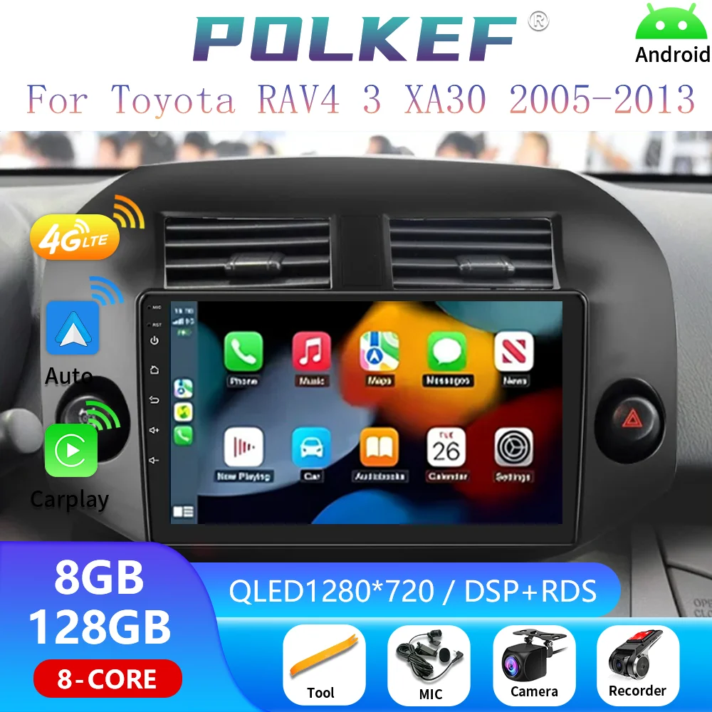 

2005 - 2013 Car Radio Multimedia Video Player Navigation stereo GPS Android 14 For Toyota RAV4 3 XA30