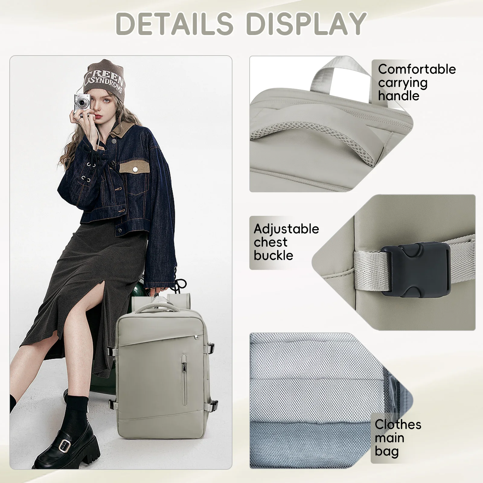 حقيبة ظهر Ryanair 40X20X25 Cabin حقيبة ظهر للأمتعة اليدوية، حقيبة ظهر للكمبيوتر المحمول، حقيبة ظهر للرحلات القصيرة للنساء والرجال، حقيبة ظهر تنفيذية #5