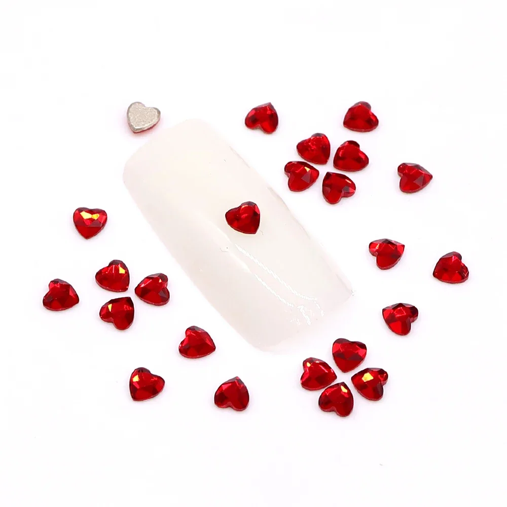 

50Pcs Flat Back Peach Heart Fancy Rhinestone Super Flash Nails Accessories Nail Diamond Jewelry Glass Charms Rhinestones