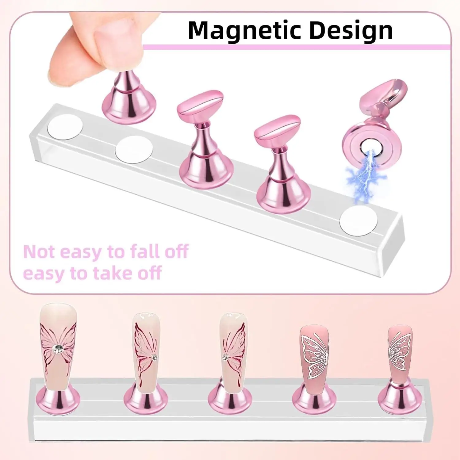 2er-Set Nagelständer mit 100 Stück doppelseitigem Klebeband, Press-on-Nagelständer zum Malen, Nagelkunst-Display, Zubehör für den Heim-DIY-Salon – Detail 2