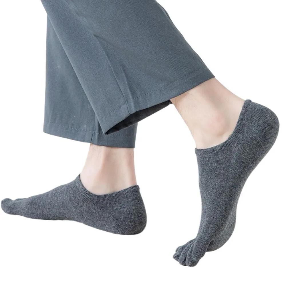 Novo anti-skid esporte meia respirável casual cinco dedos meias invisíveis algodão correndo meias de cinco dedos dos homens
