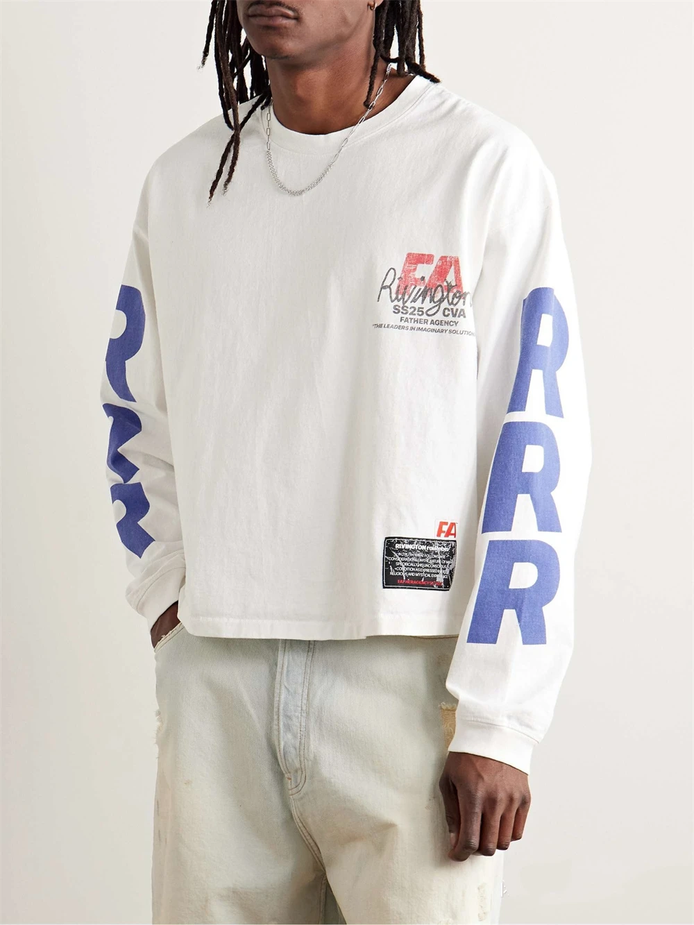 SS25 RRR-123'FA CO 'شعار بورتريه بأكمام طويلة تي شيرت الرجال النساء أفضل جودة RRR 123 بلايز تي شيرت #2