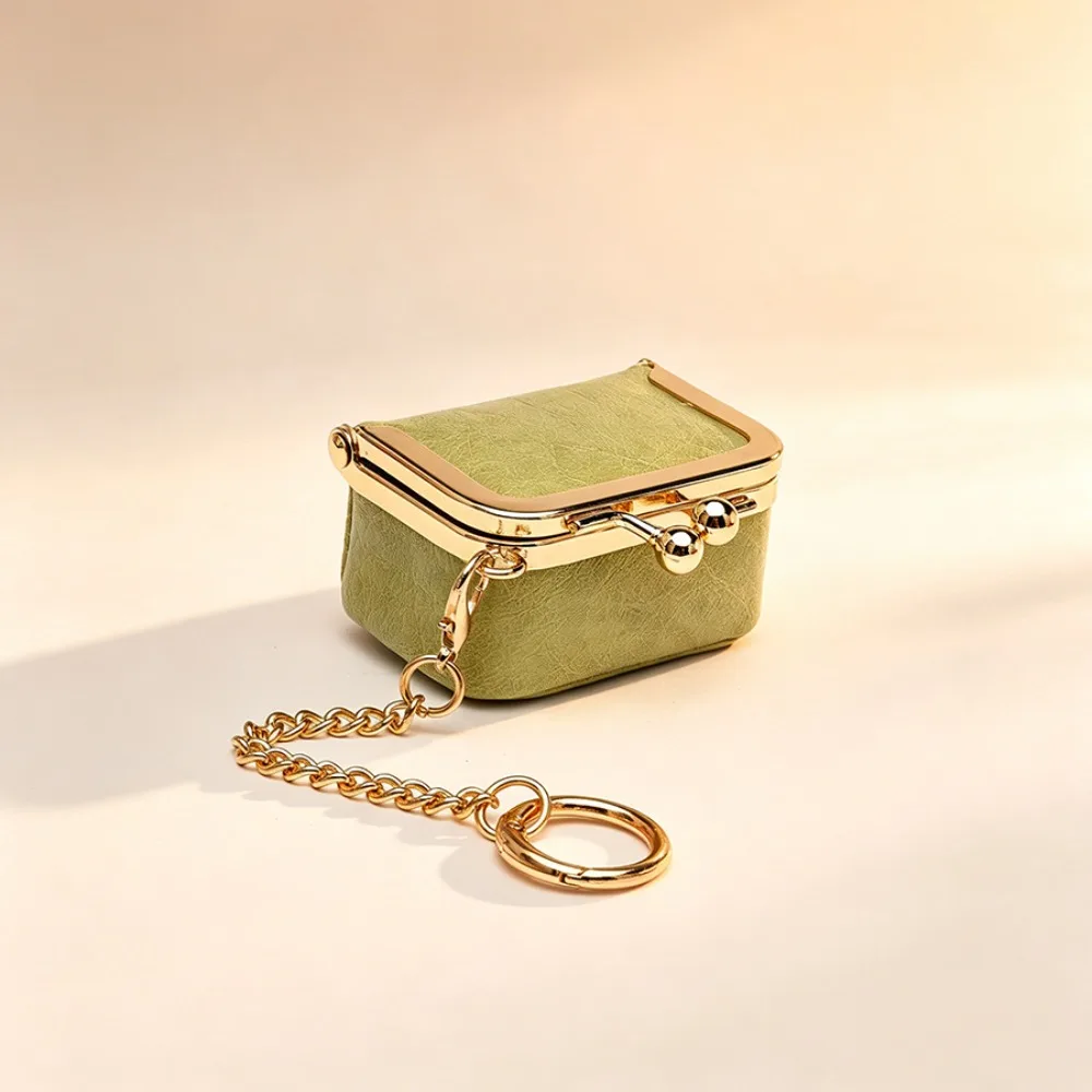 Elegant With Keychain Kiss Lock Coin Purse Polka Dot PU Leather Leather Jewelry Bag Wallet Mini Small Item Bag Keys Lipsticks
