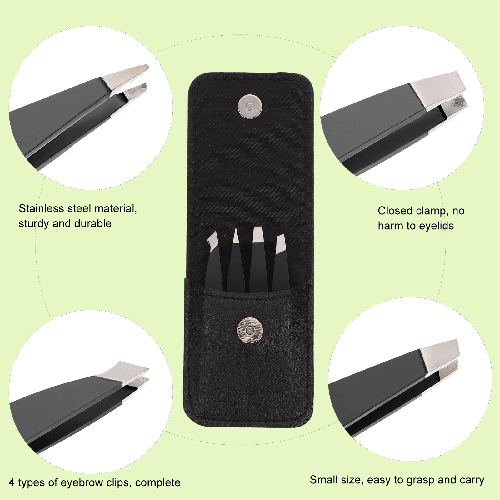 

4Pcs Stainless Steel Eyebrow Clamp Compact Durable for Brow Trimming False Eyelash Application Tool Eyebrow Clamp