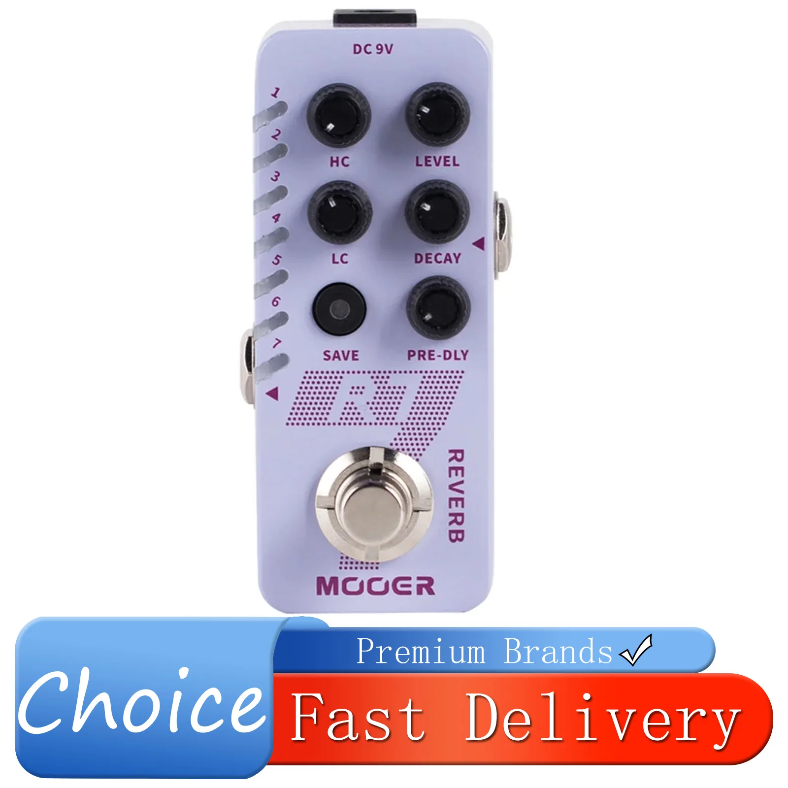 

MOOER R7 Reverb Guitarra Effect Pedal Digital Built-in Room Hall Cave Plate Spring Classic Tone Effect Pedal Guitar Accessories