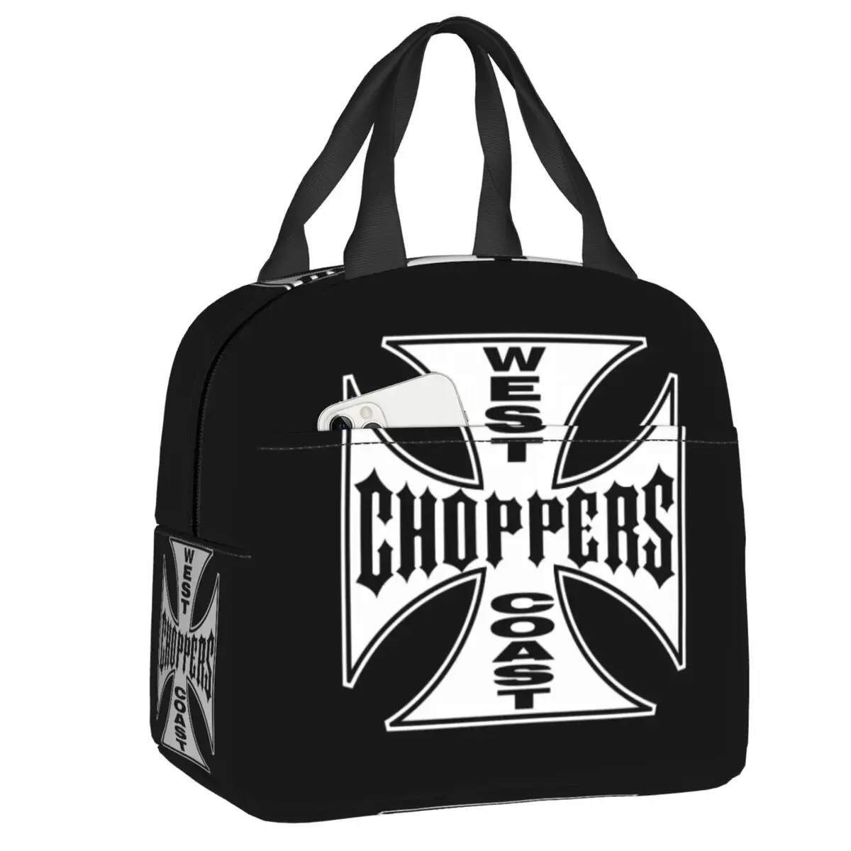 West Coast Iron Cross Choppers Lunch Box Warm Cooler Thermal Food Insulated Lunch Bag for Women School Picnic Tote Container