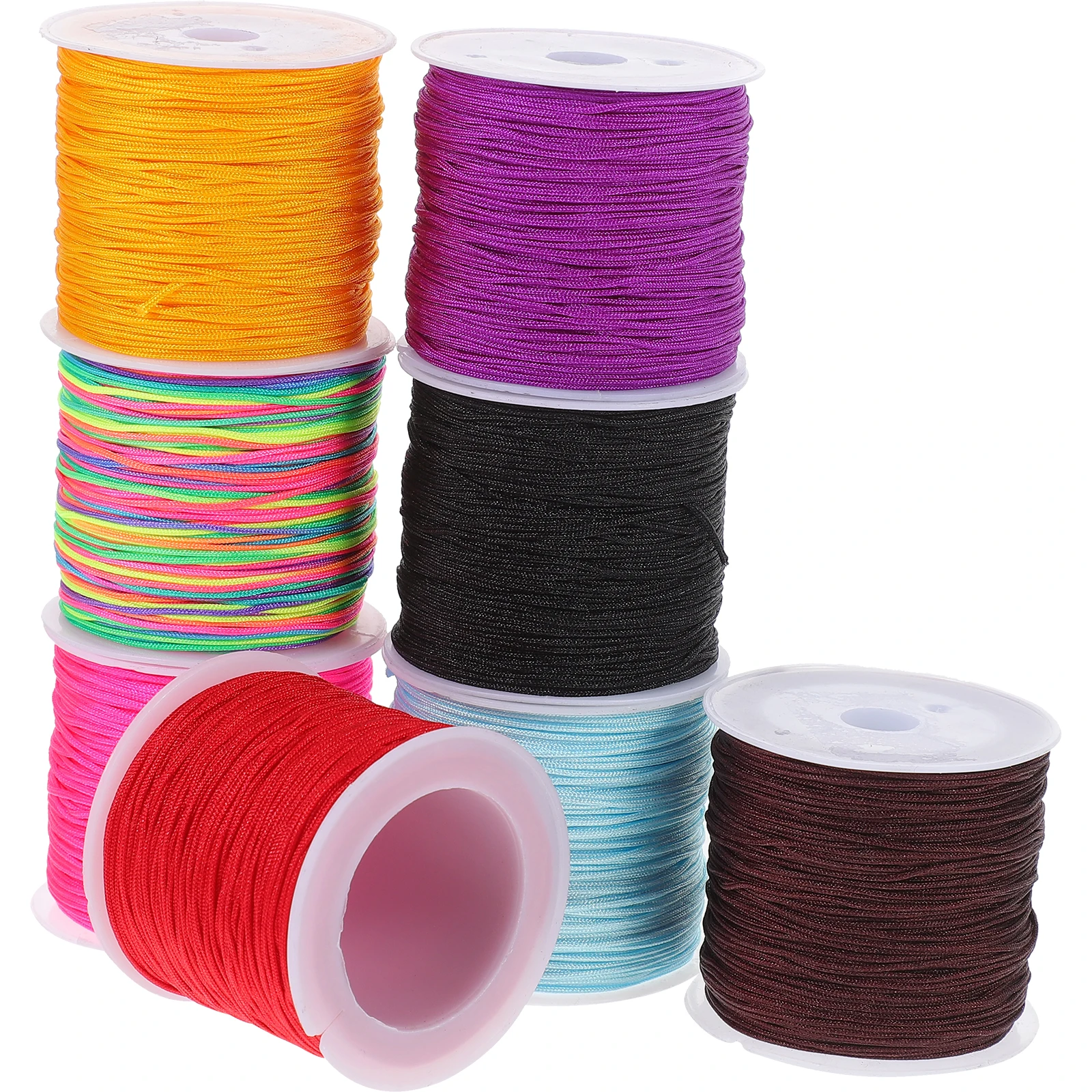 

8pcs 8 Rolls Nylon Braided Rope Colored String Coffee Colored String for Crafts Knitting Jewelry Making DIY Projects