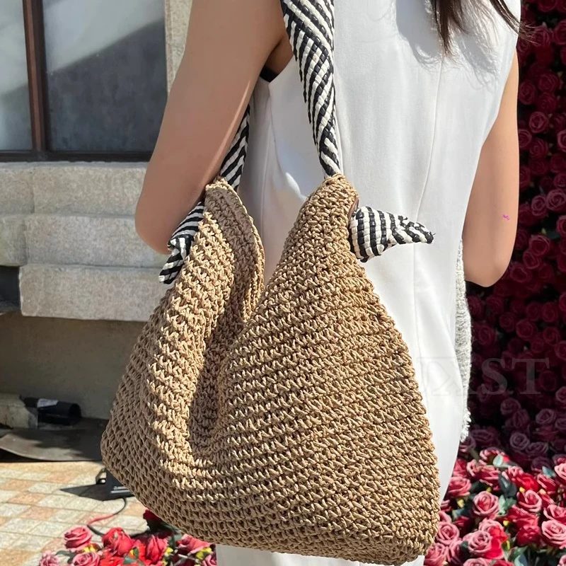 

UXST New Vacation Style Straw Bag 2024 New Handmade Underarm Bag Strap Woven Tote Female High Quality Ladies Shoulder Bag