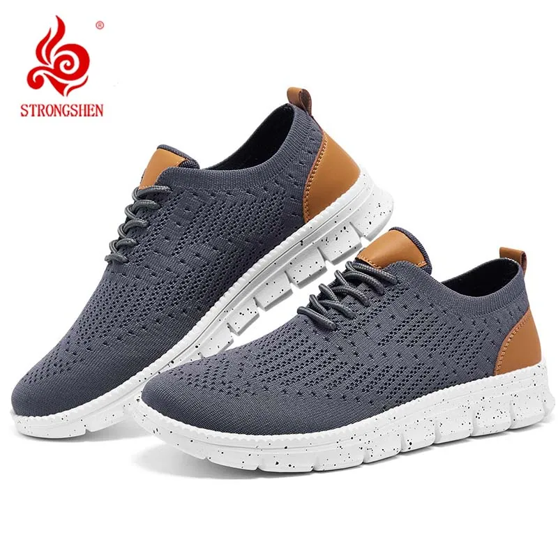 STRONGSHEN Men Breathable Mesh Casual Shoes Man Tennis Sneakers Outdoor NonSlip Comfortable Men Shoes Tenis Masculino Plus 39-48