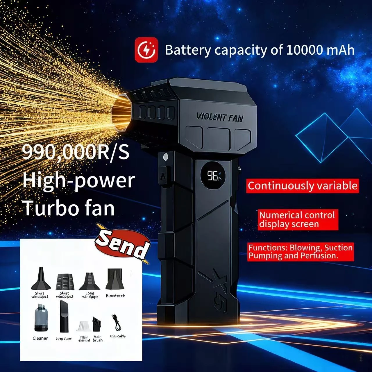 

Turboprop high-quality upgraded model, X5, 99,000 revolutions per minute, handheld brushless motor, with LED display screen.