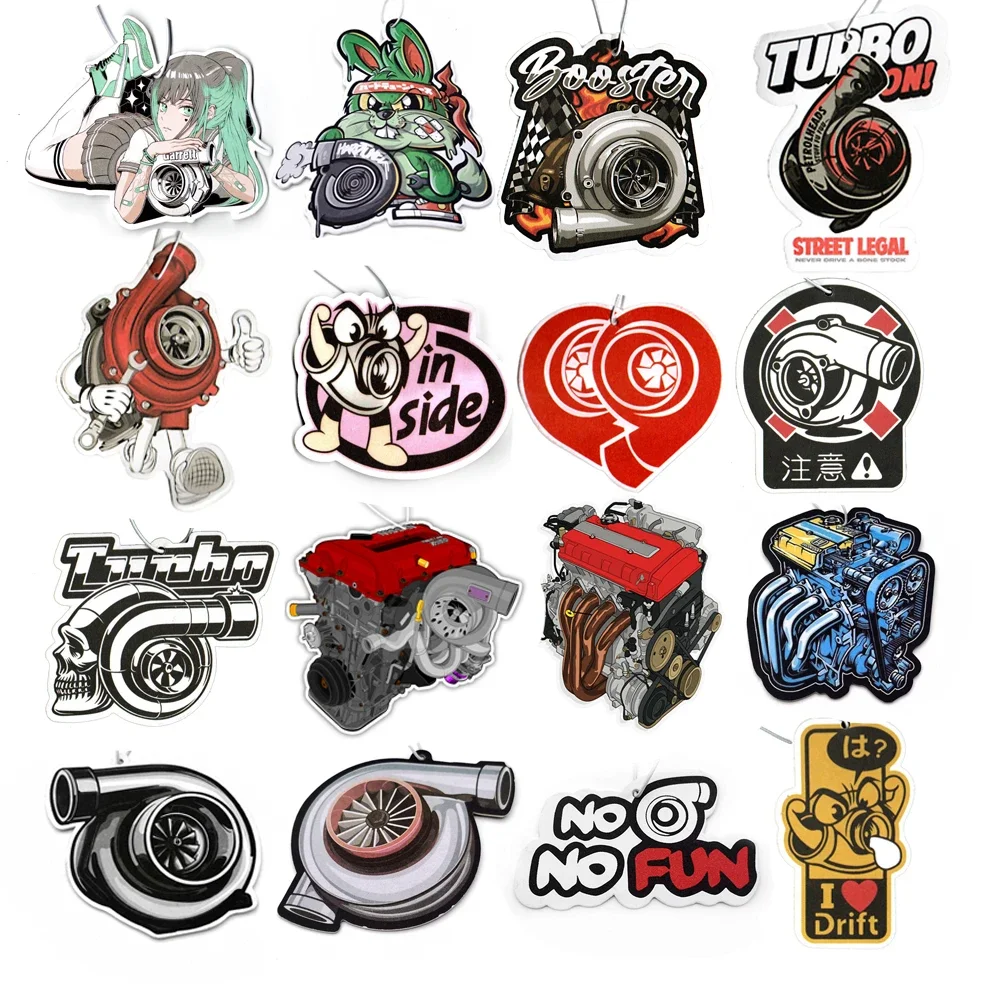 أحدث JDM نمط أداء سيارة مرآة الرؤية الخلفية قلادة معطّر الهواء الصلبة ورقة الديكور سيارة الديكور أنيمي توربو ديكور #2