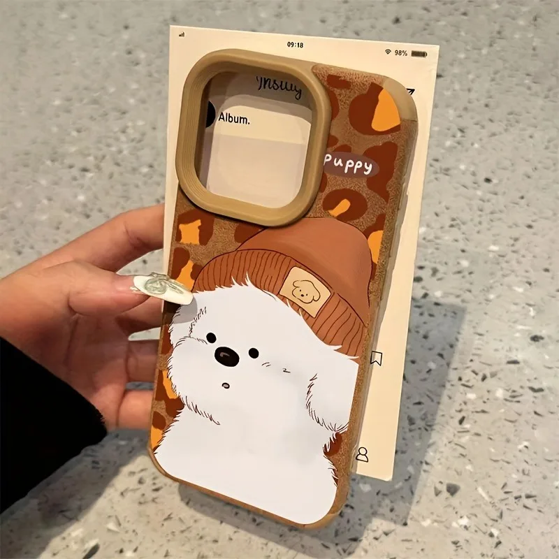 For iPhone 15 Pro Case White Puppy Faux Fur High Value Fashion Case For iPhone 16 Pro Max 15 Plus 14 13 12 11 XS Max X XR Cover