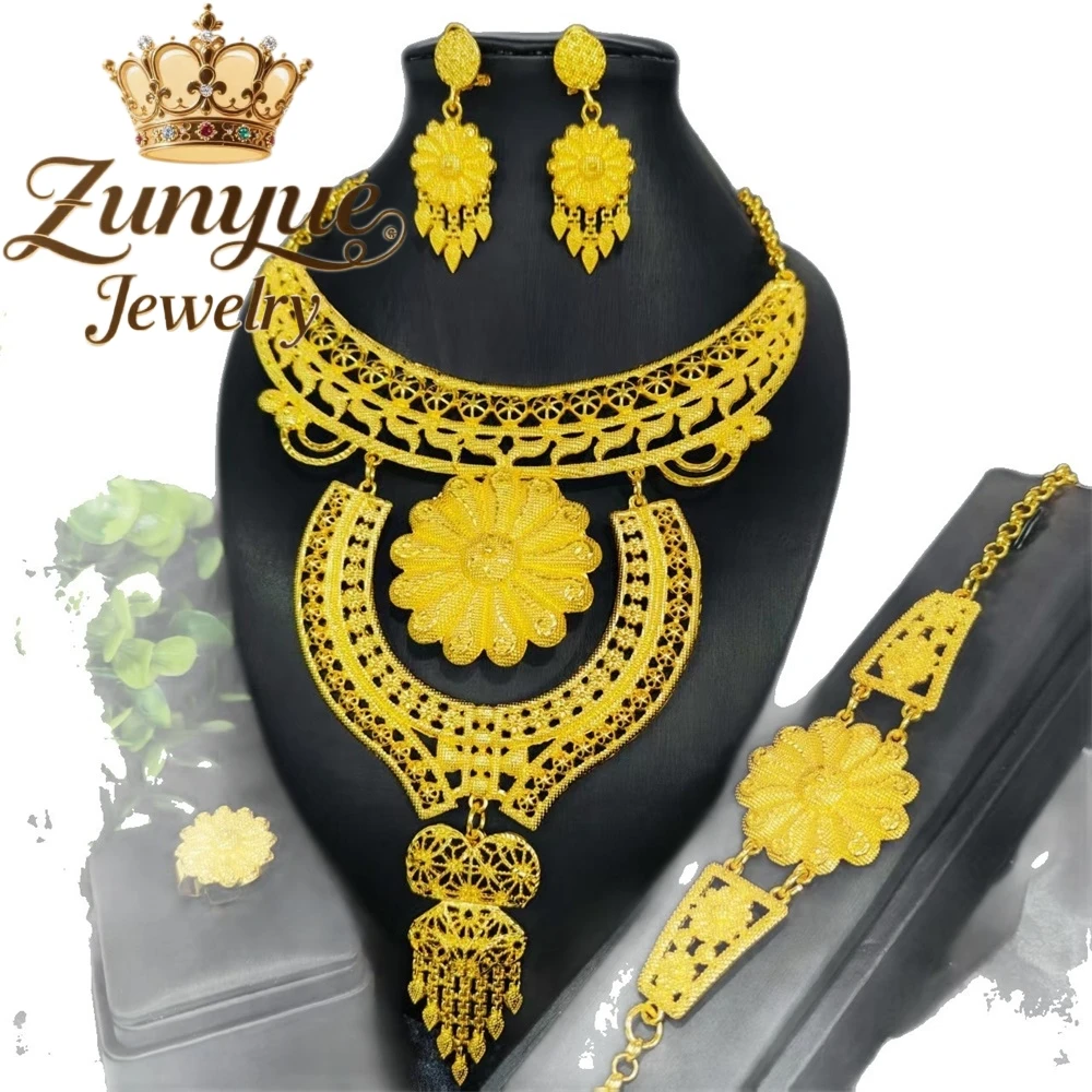 

High-End Sand Gold Jewelry Set Luxury Quality Jewelry Handicraft Best Selling Fashion Jewelry Exquisite Elegant Charms Popular