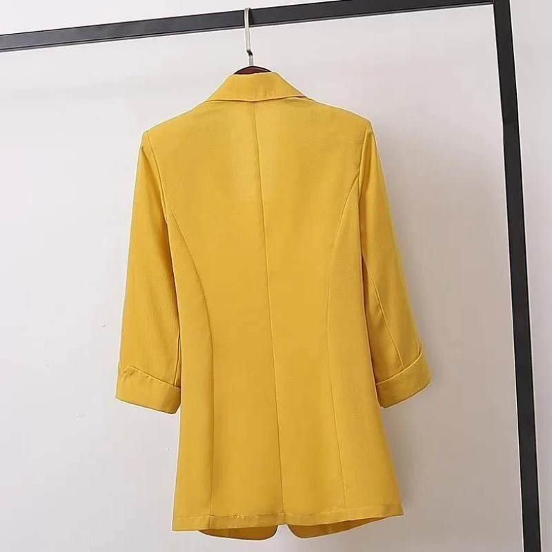 Korean Casual Coat Summer New 3/4 Sleeve Solid Color Loose All-match Youth Vintage Shirt Tops Elegant Fashion Women Clothing