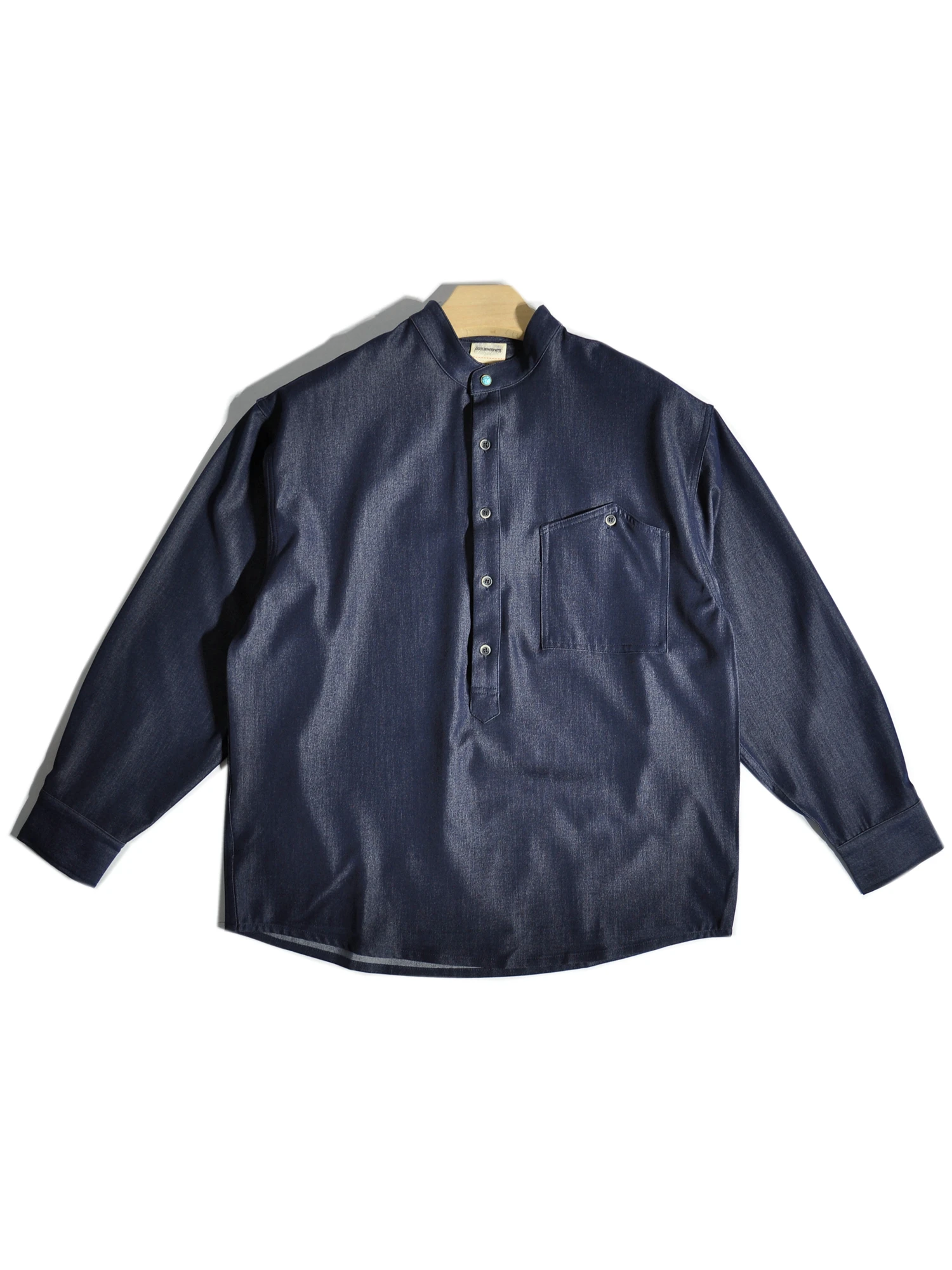 

Casual Loose Fit Silk Denim irt Stand Collar f Open Men's Long Sve Breathable Comfortable Daily Wear Spring Autumn