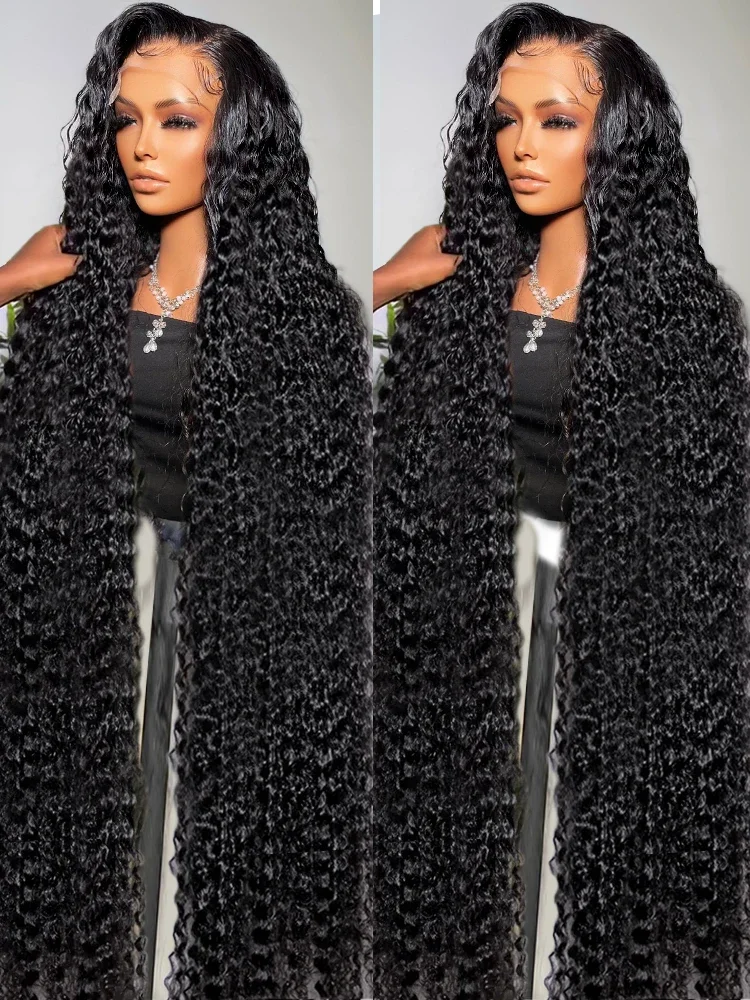 Perruque Lace Front Wig Deep Wave Naturelle, Cheveux Humains, 13x4, 26 Pouces, HD, Pre-Plucked, Densité 200%, Naissance des Cheveux, Document Naturel