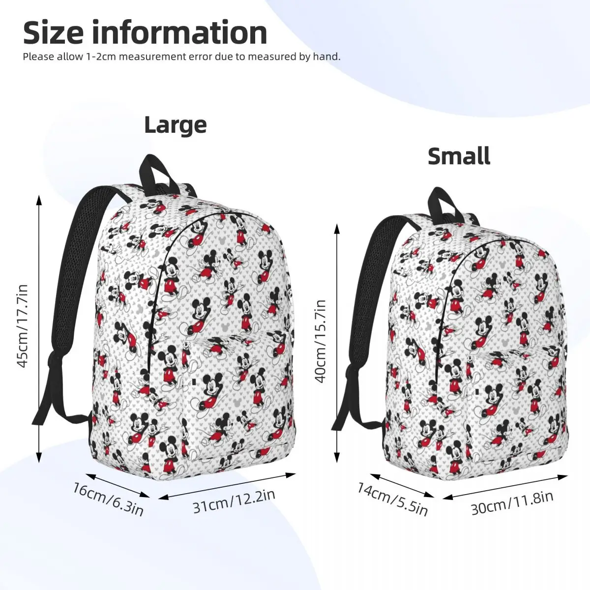 Custom Mickey Mouse Canvas Backpack for Men Women School College Students Bookbag Fits 15 Inch Laptop Bags