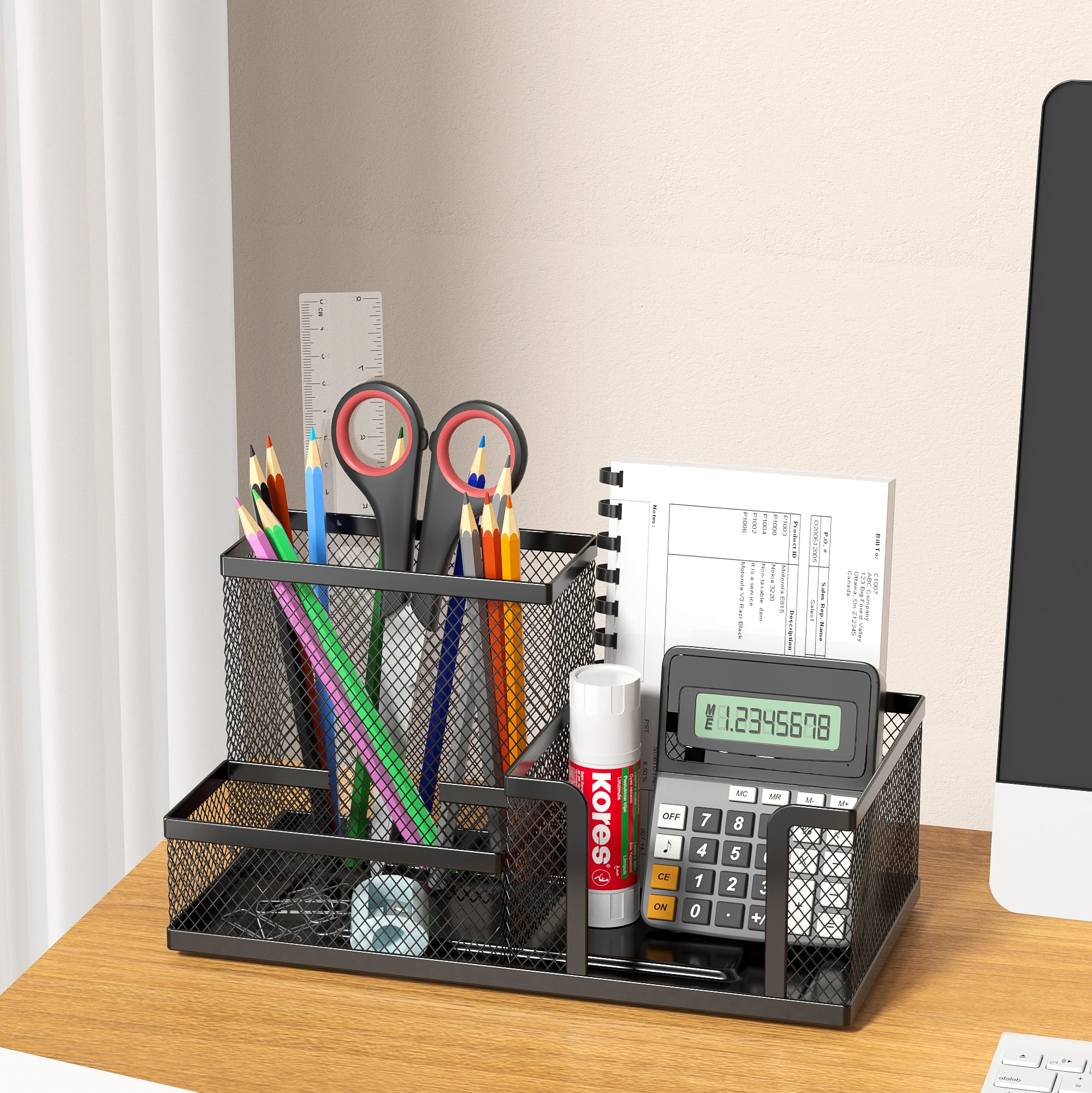 Multifuncional Desk Metal Mesh Pen Holder Organizer Office Supplies School Stationery Storage Case Pen Stand Desktop Accessories image 5