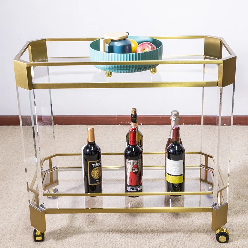 

Hotel Room Service Tea Kitchen Hospital Food Acrylic Trolley Modern Clear 2 Layers Serving Acrylic Cart Hotel Trolley