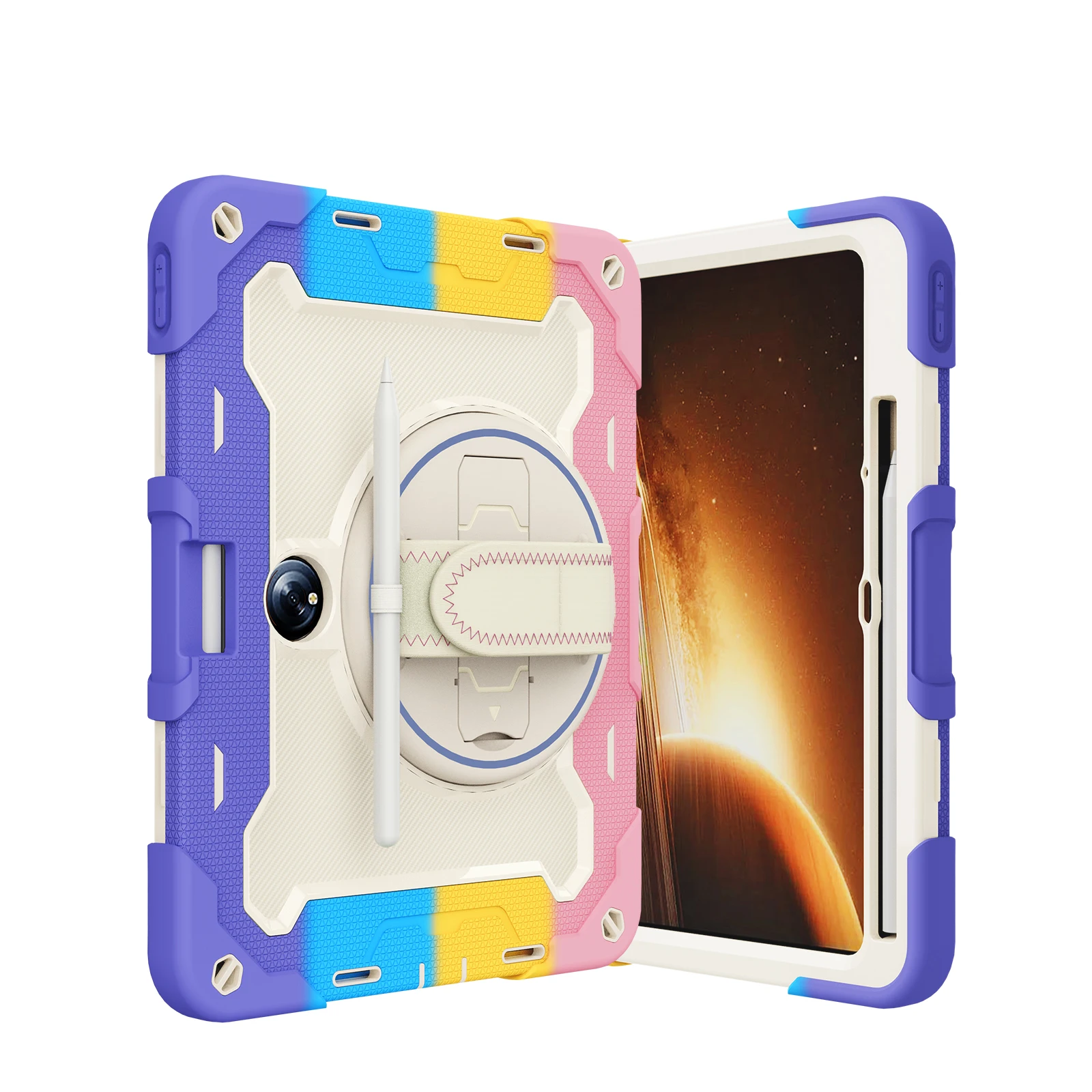 

360 Rotatable Armor Case For OnePlus Pad 2023 11.61 inch Heavy Duty Rugged Cover Multi Angles Stand With Hand Strap Shockproof