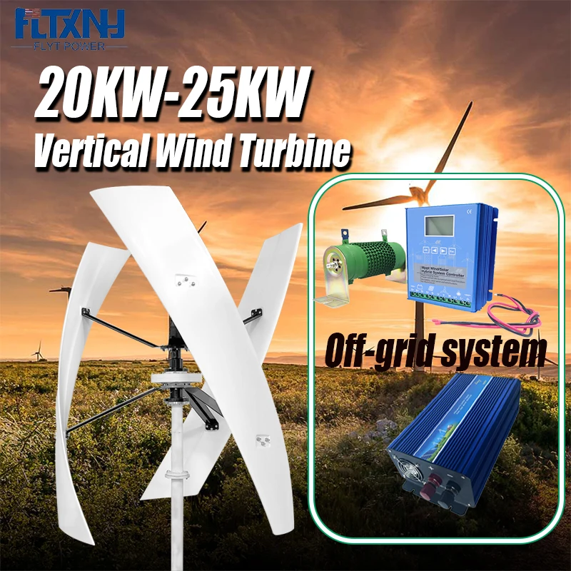 

Vertical Wind Turbine Power Generator Free Energy 25kw/h Alternative Energy CE Certification MPPT Controller Hybrid System