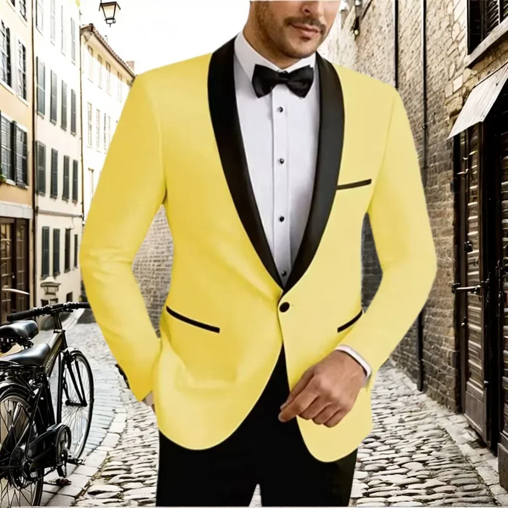 Hochwertiger Herrenanzug, schmaler 2-teiliger Blazer und Hosenanzug, Set mit Schalkragen, formelle Brautkleider, Business-Smokinganzüge für Herren