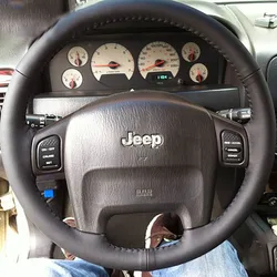 For Jeep Grand Cherokee Car accessories DIY Hand Stitched customized wear-resisting Genuine Leather Car Steering Wheel Cover