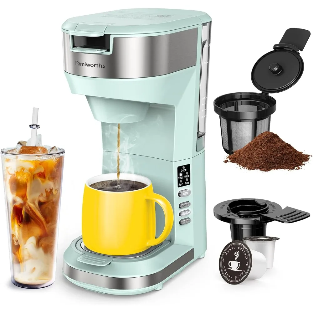 

Hot and Iced Coffee Maker for K Cups and Ground Coffee, 4-5 Cups Coffee Maker and Single-serve Brewers