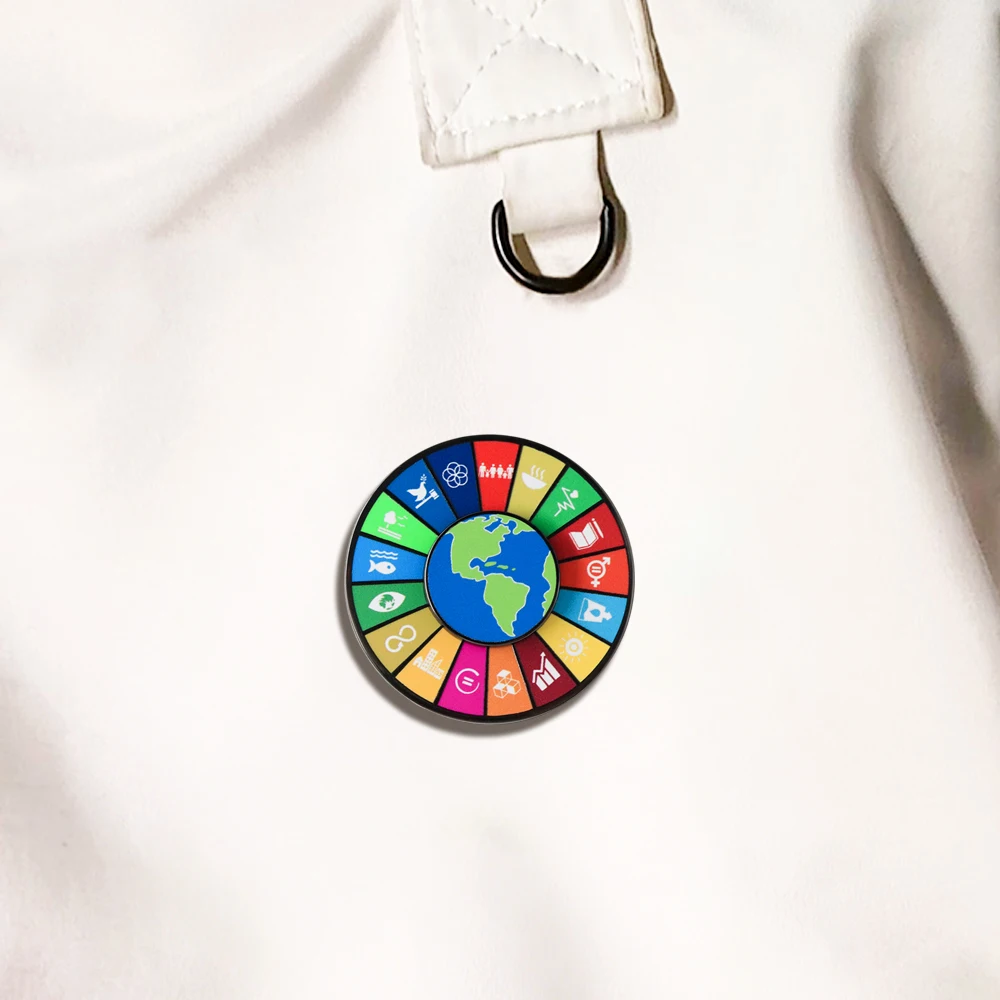 UN-Entwicklungsziele für eine nachhaltige Entwicklung Erd-Brosche 17 Ziele-Icon-Abzeichen Rucksack Hut Themen-Accessoires für Studenten und Sammler Anstecknadel – Detail 11
