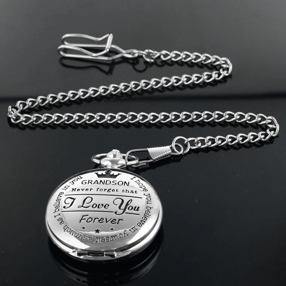 To My Dad I Love You Black Gold Unique Quartz Pocket Fob Watch Necklace Chain Pocket Watch Antique Men Father's Day Present Gift