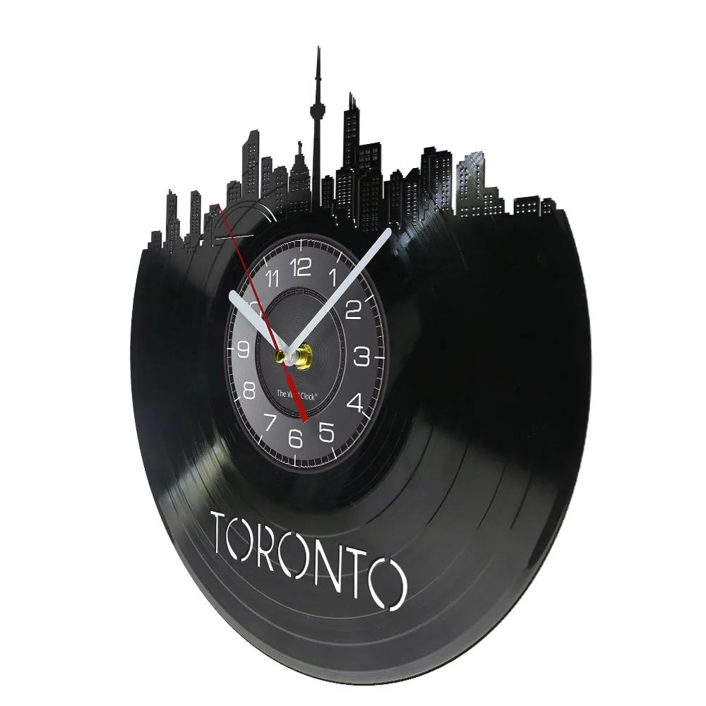 Toronto Skyline Wall Art Home Decor Wall Clock Canada Cityscape Vinyl Record Clock Canadian Gift Canada Travel Decorative Clock