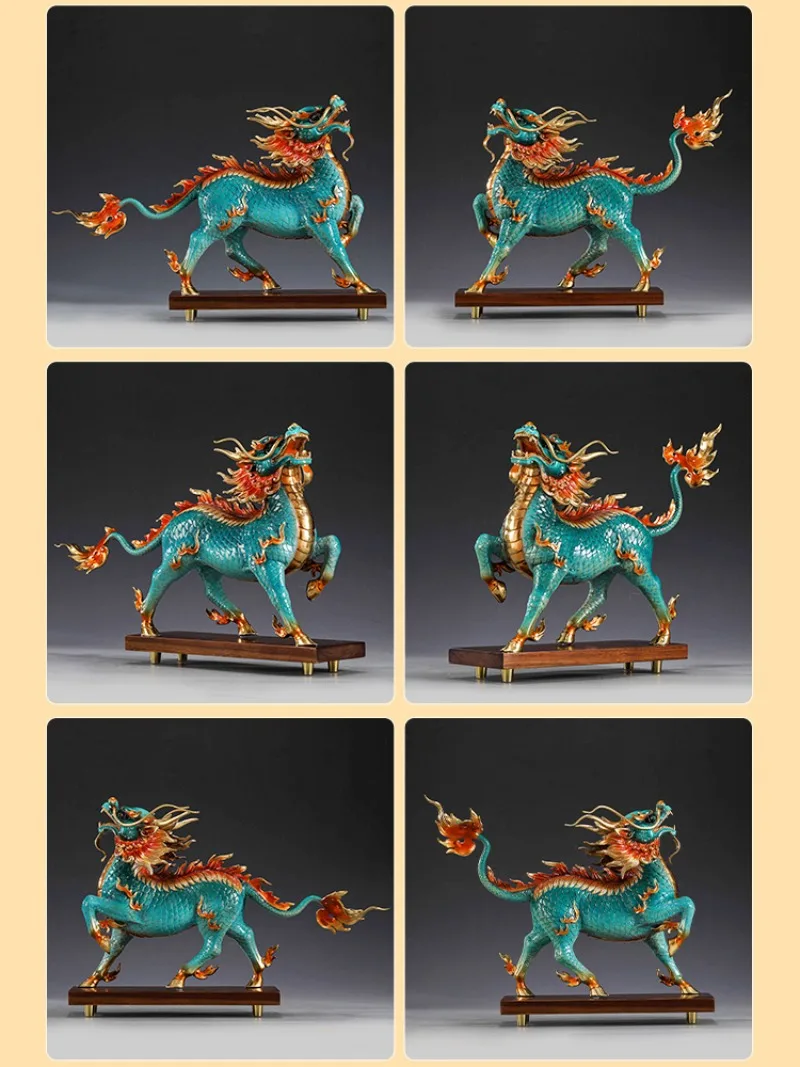 Wind- und Feuer-Einhorn-Ornament aus Messing, ein Paar Heimtextilien, Wohnzimmer, Bürodekoration, Eröffnungsgeschenke für Einweihungsgeschenke