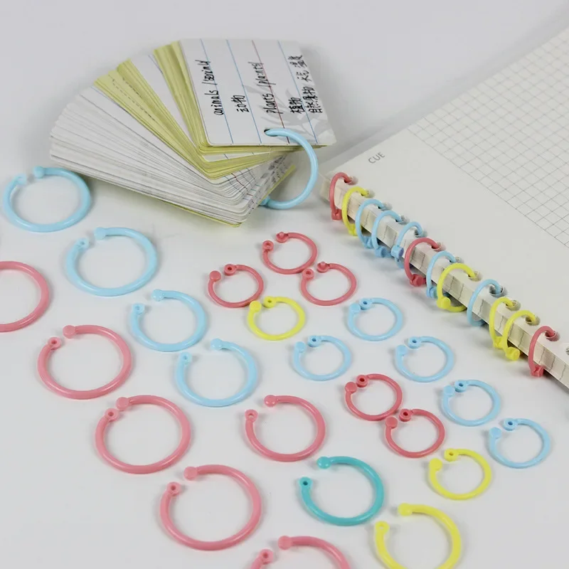 15mm/20mm 100pcs Binder Ring Open Loop Loose Paper Buckle Clip Card Binding Plastic Rings for Notebook Loose-leaf Book Binding